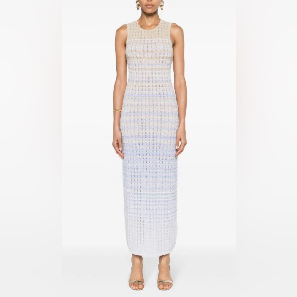 Sandro Beige and Blue Maxi Dress